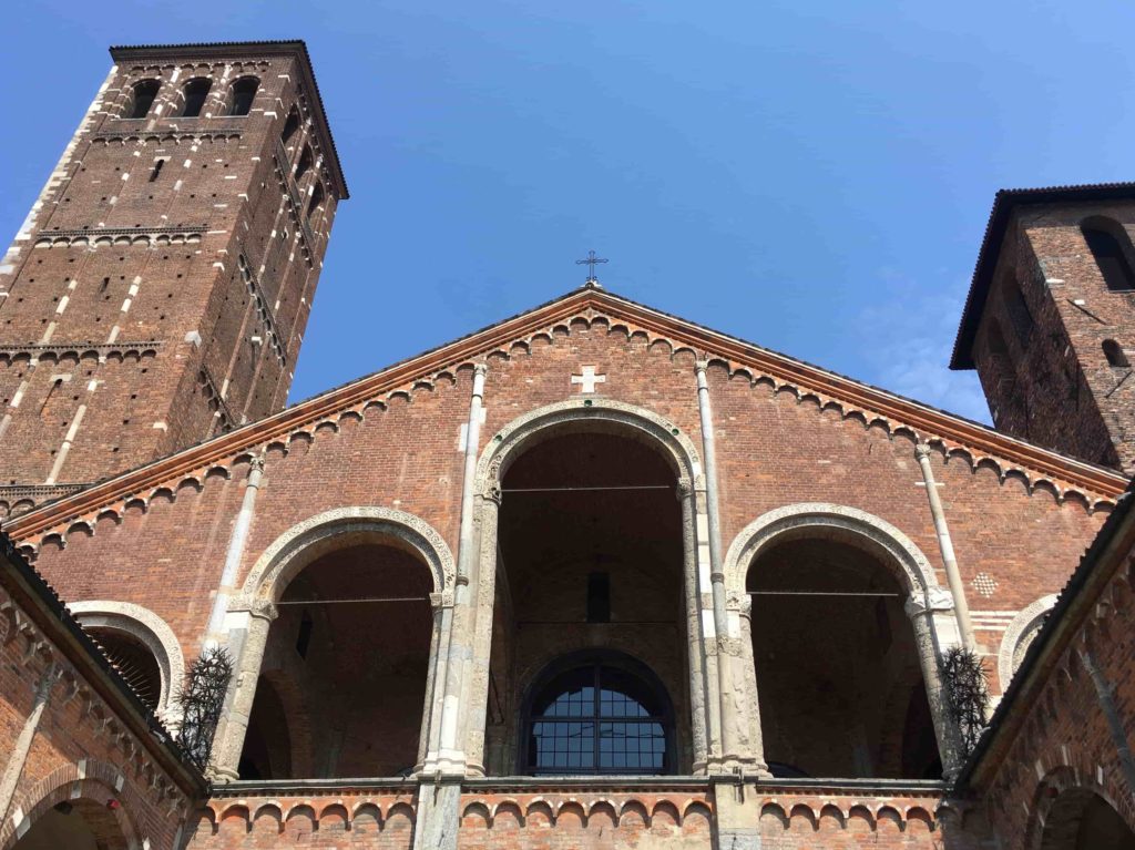 Basilica de Sant'Ambrogio with a Blue Sky, Romanesque Architecture