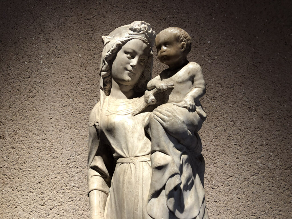 Madonna and Child statue in the Cité de Carcassonne in France